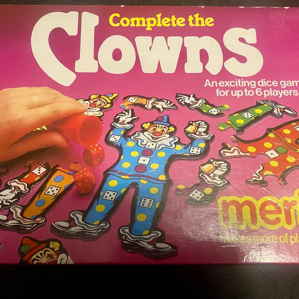 Collectible VINTAGE 80s The Clown Dice Puzzle Family Game by Merit Original Box